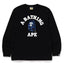 BAPE Style Collegiate Arc Logo & Camo Ape Head Long-Sleeve Tee - White/Red
