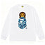 BAPE Style Baby Milo Peeking on Camo Ape Head Long-Sleeve Tee - White/Blue