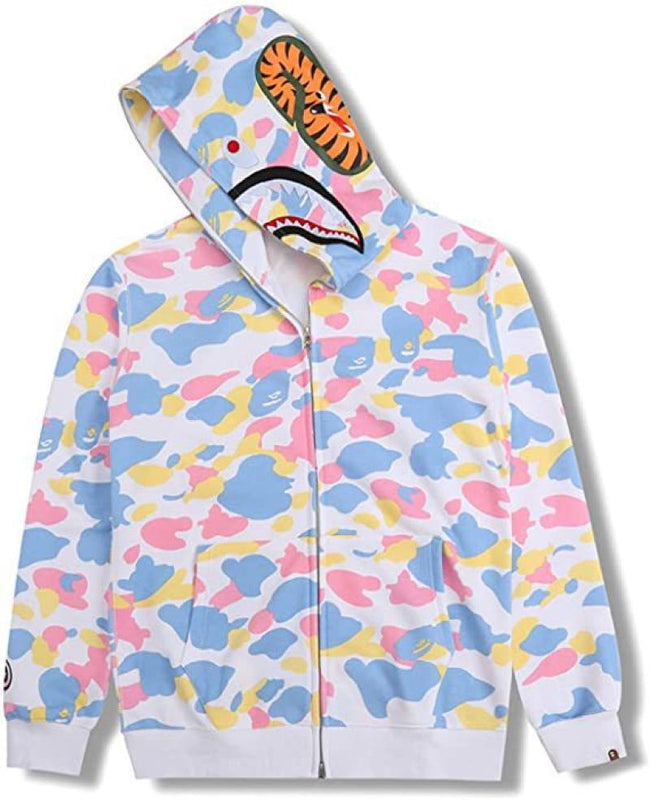 BAPE Fall Winter  Shark Pastel Multicolor Camo Full‑Zip Hoodie Hover Image